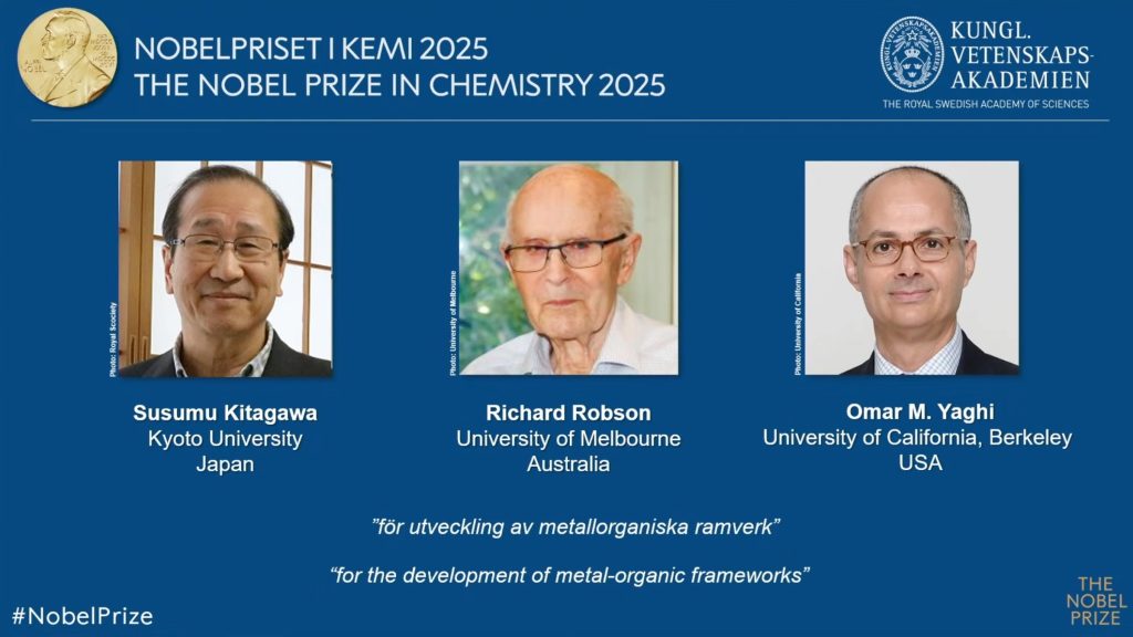 Scientists Win 2025 Nobel Prize for Metal-Organic Frameworks Development
