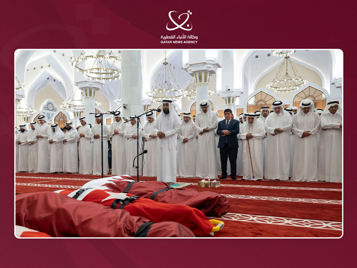 Qatar Amir Performs Funeral Prayer for Martyrs Following Qatari Helicopter Crash