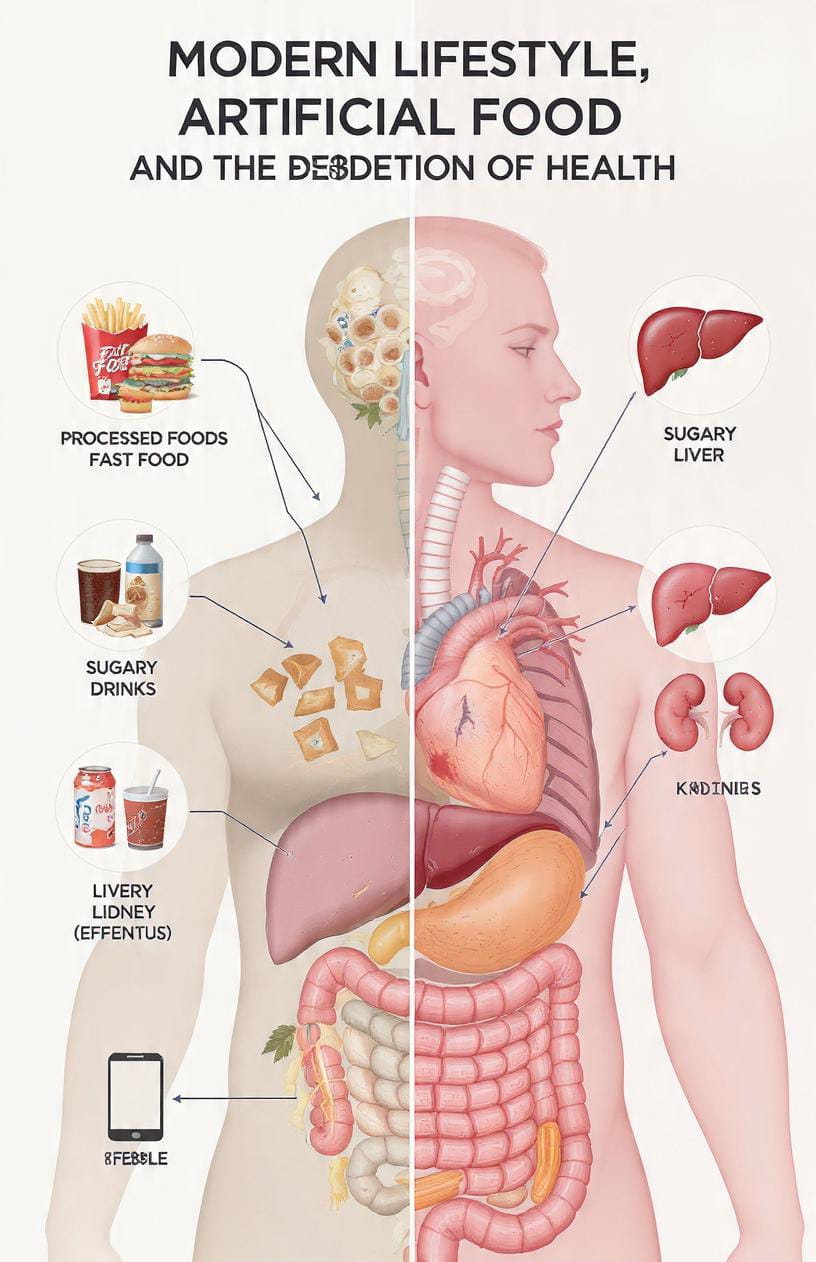 Modern Lifestyle, Artificial Food, and the Destruction of Health, A Moment of Reflection